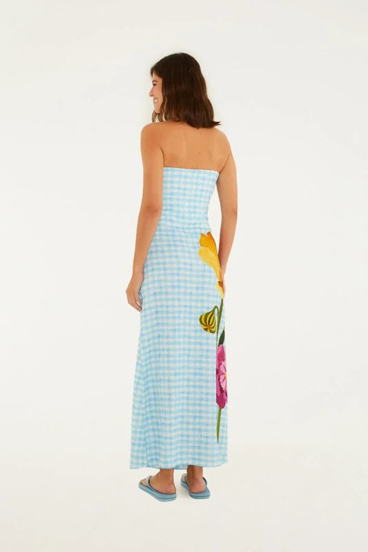 Vestido Sem Alça Estampado Floralice