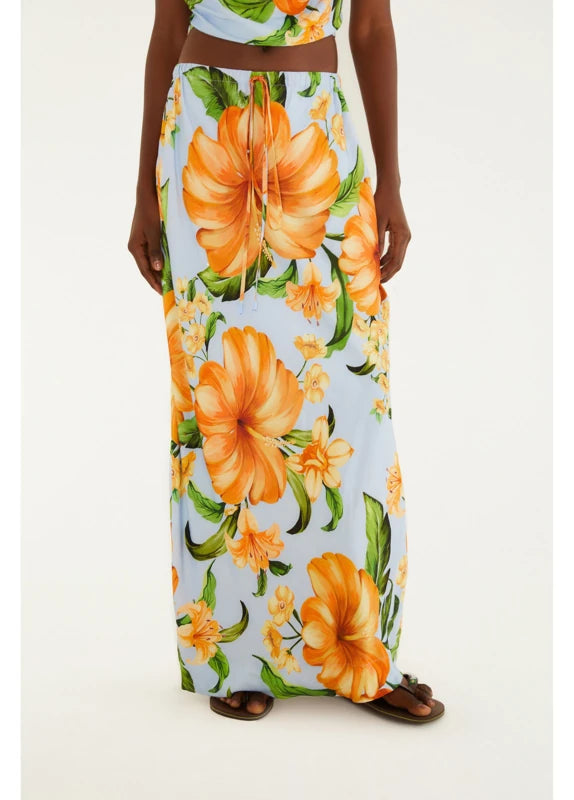 Saia Estampada Floral Anis