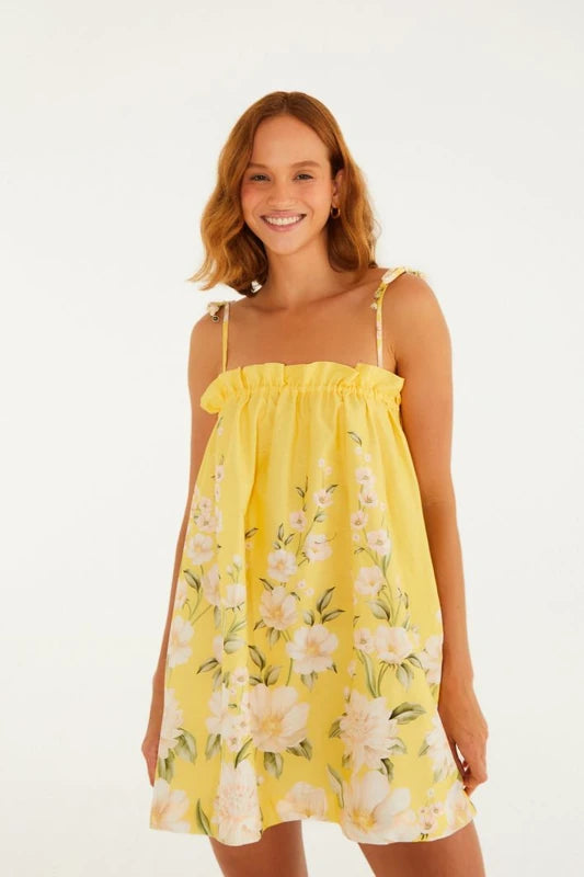 Vestido Curto Alças Estampado Gabrielle