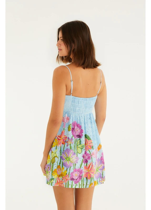 Vestido Curto Estampado Jardim Primavera