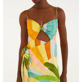 Vestido Transpasse Estampado Paisagem Carioca