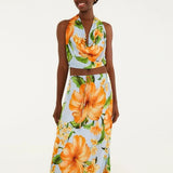 Saia Estampada Floral Anis