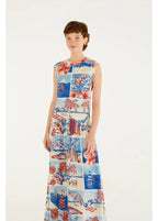 Vestido Cropped Recorte Estampado Diário De Verão