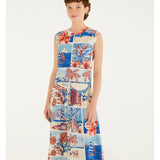 Vestido Cropped Recorte Estampado Diário De Verão