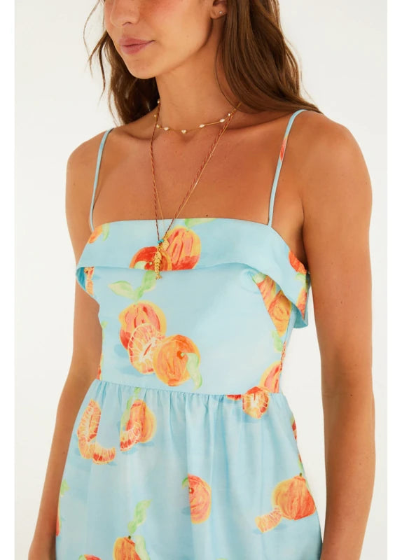 Vestido Alcinhas Estampado Tangerina