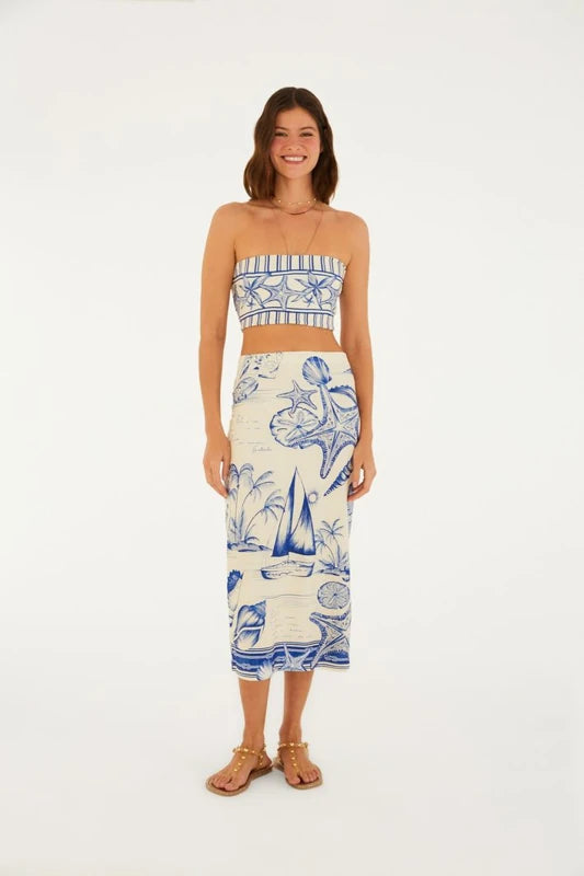 Saia Midi Estampada Aventureiro