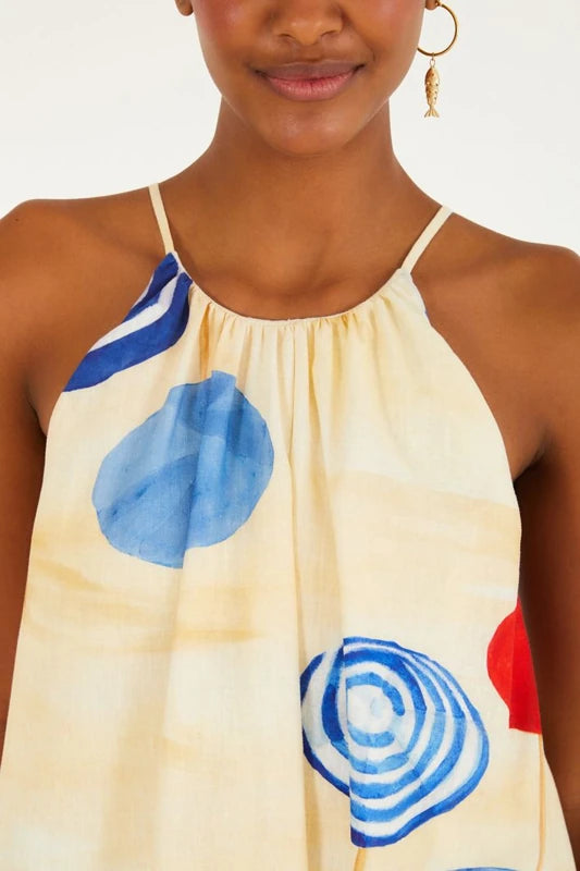 Vestido Curto Balonê Estampado Guarda Sol