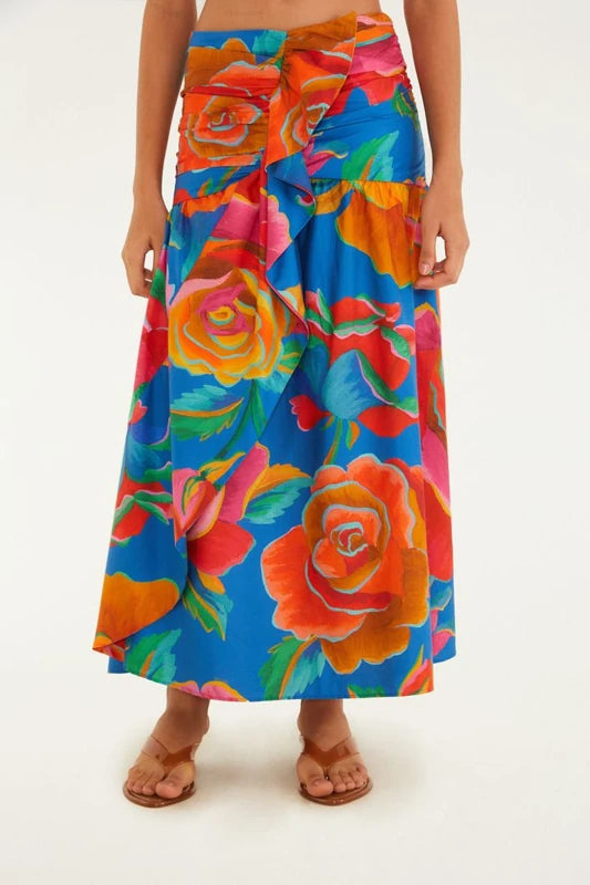 Saia Rosas Estampada Pintadas