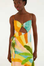 Vestido Transpasse Estampado Paisagem Carioca