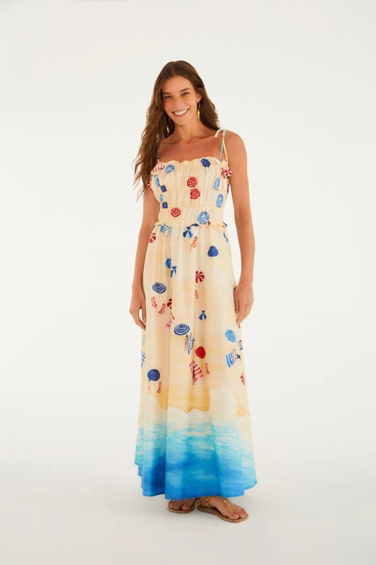 Vestido Cropped Estampado Praia Do Poá