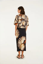 Saia Midi Reta Estampada Amonita