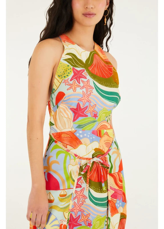 Vestido Curto Estampado Festa De Mar