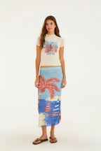 Saia Tule Estampada Diário De Verao