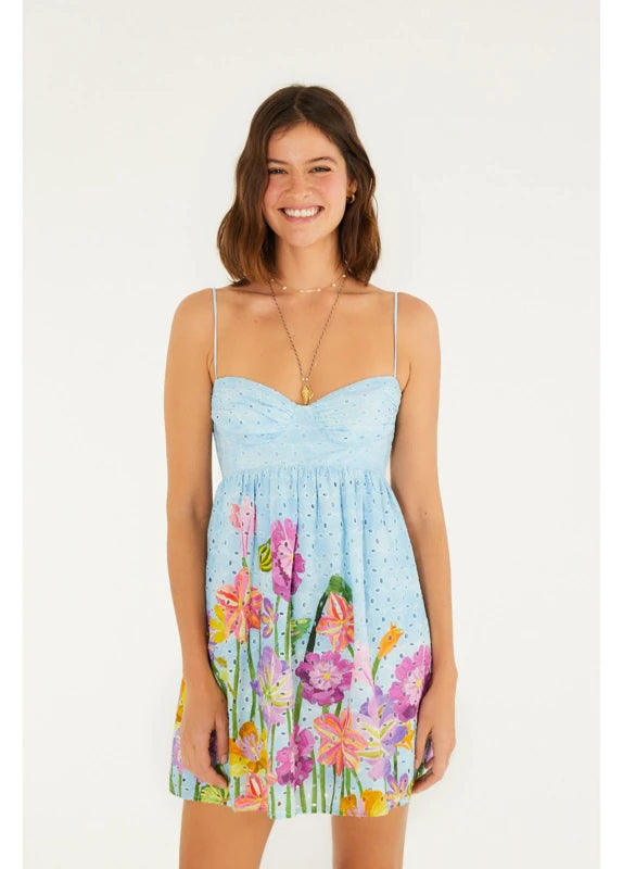 Vestido Curto Estampado Jardim Primavera