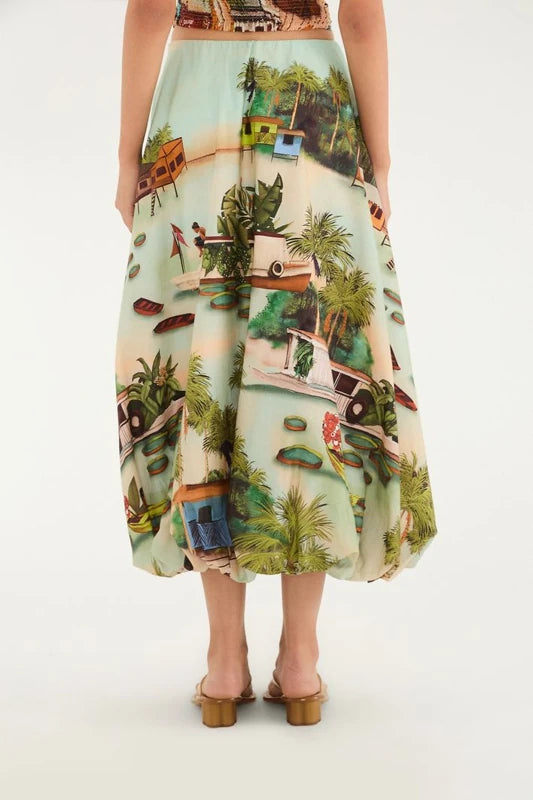 Saia Balonê Estampada Vida De Amazônida