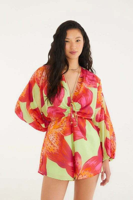 Macaquinho Estampado Lírio Tropical