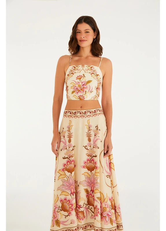 Saia Estampada Jardim Majestoso