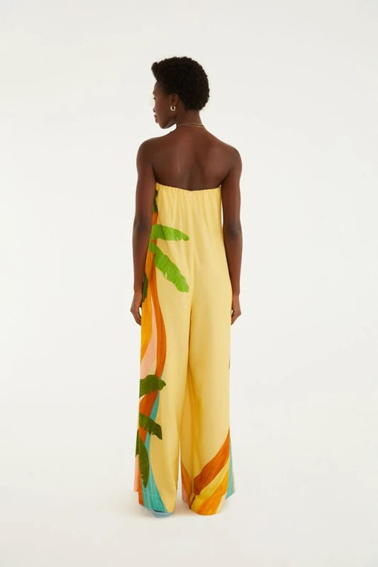 Macacão Pantalona Estampado Paisagem Carioca