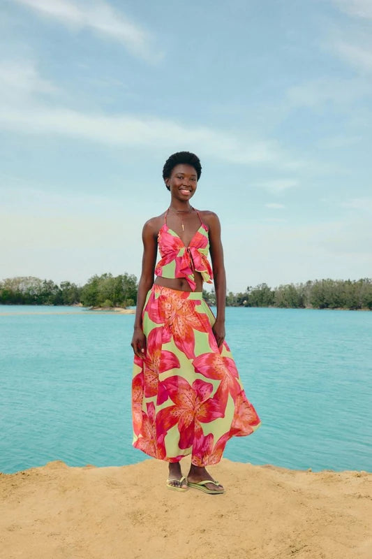 Saia Estampada Lírio Tropical