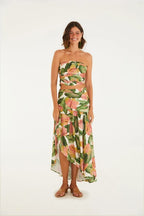 Saia Longa Estampada Antúrio Corrido