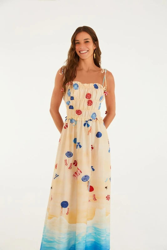 Vestido Cropped Estampado Praia Do Poá