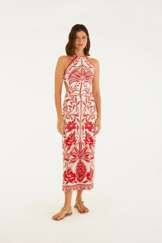 Vestido Midi Estampado Coqueiro De Flor