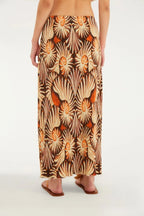 Saia Midi Plissada Estampada Mar De Concha