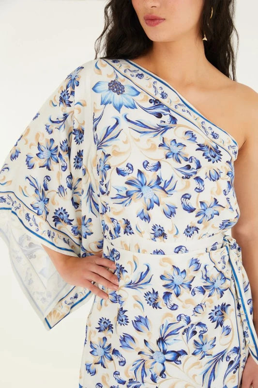 Vestido Ombro Só Estampado Azulejaria