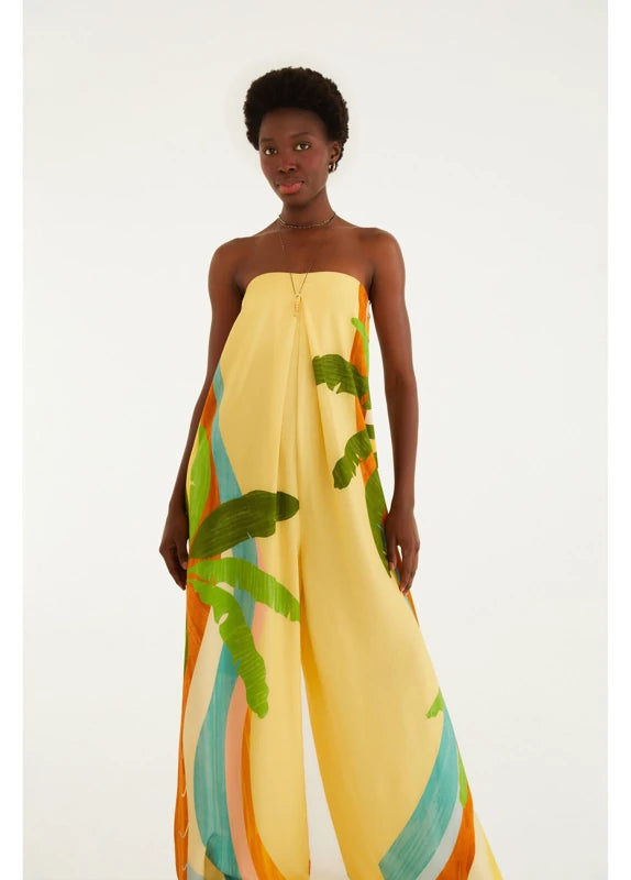 Macacão Pantalona Estampado Paisagem Carioca