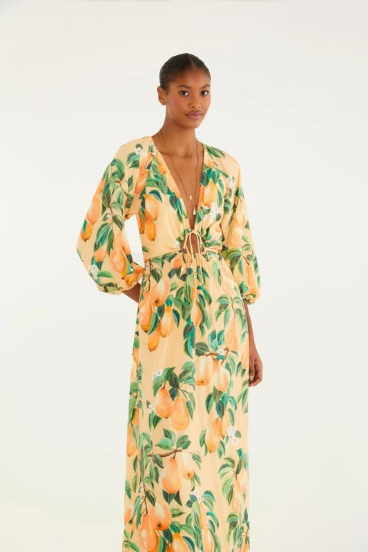 Vestido Longo Estampado Pera Chic