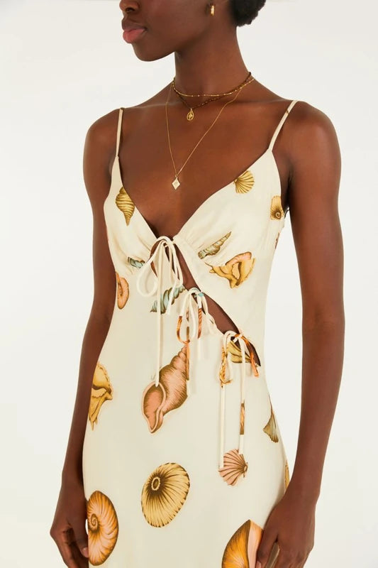 Vestido Alcinhas Estampado Souvenir Mar