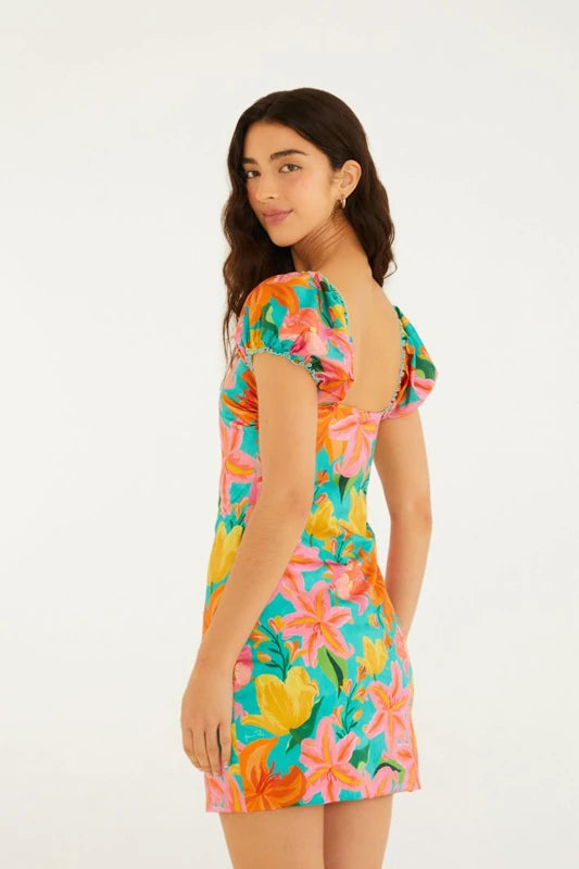 Vestido Curto Estampado Amor De Flor