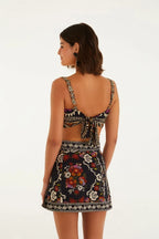 Saia Sarja Flor De Fita