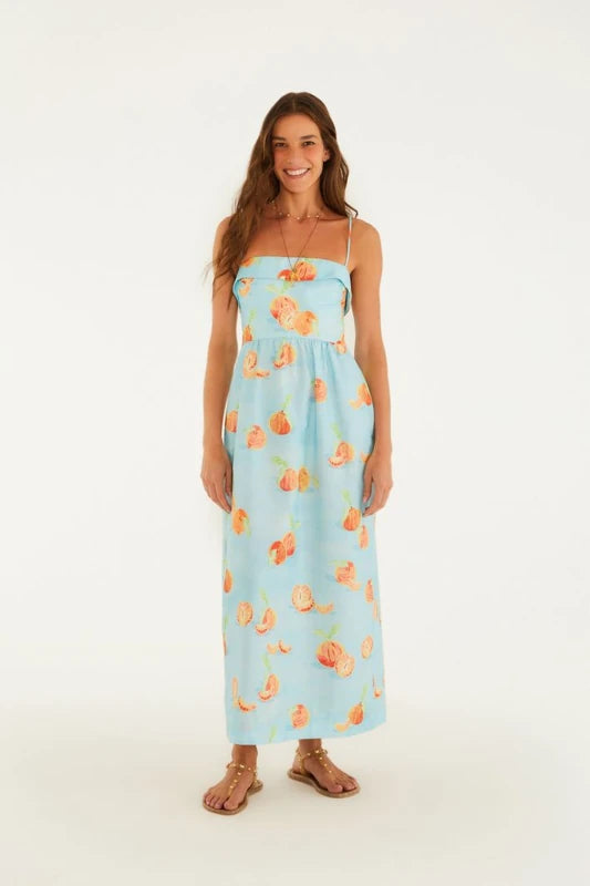 Vestido Alcinhas Estampado Tangerina