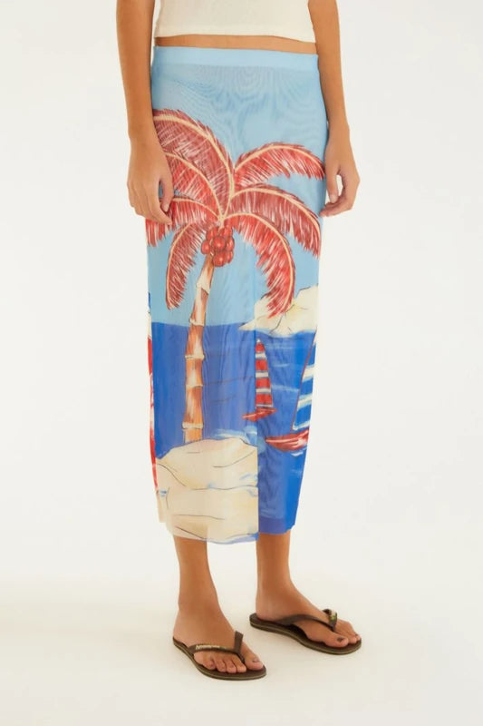 Saia Tule Estampada Diário De Verao