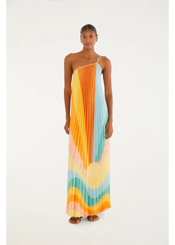 Vestido Plissado Paisagem Carioca