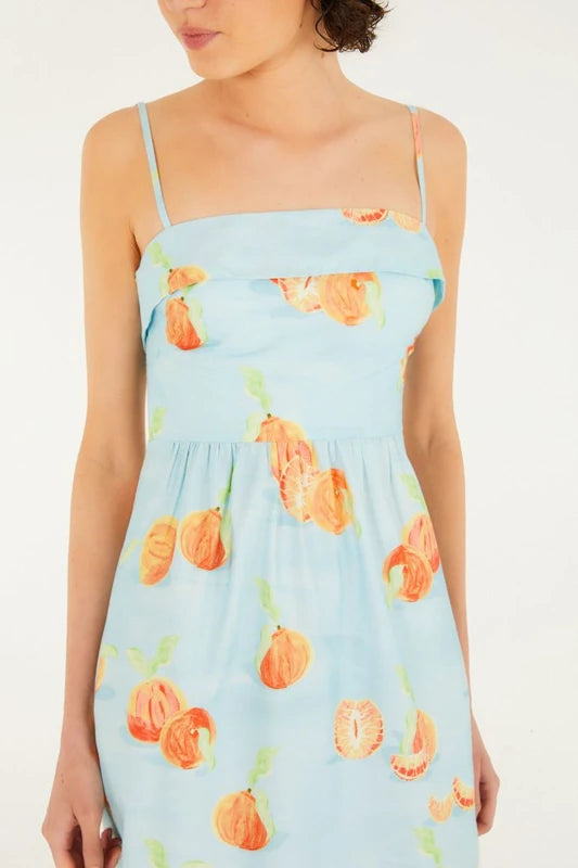 Vestido Alcinhas Estampado Tangerina