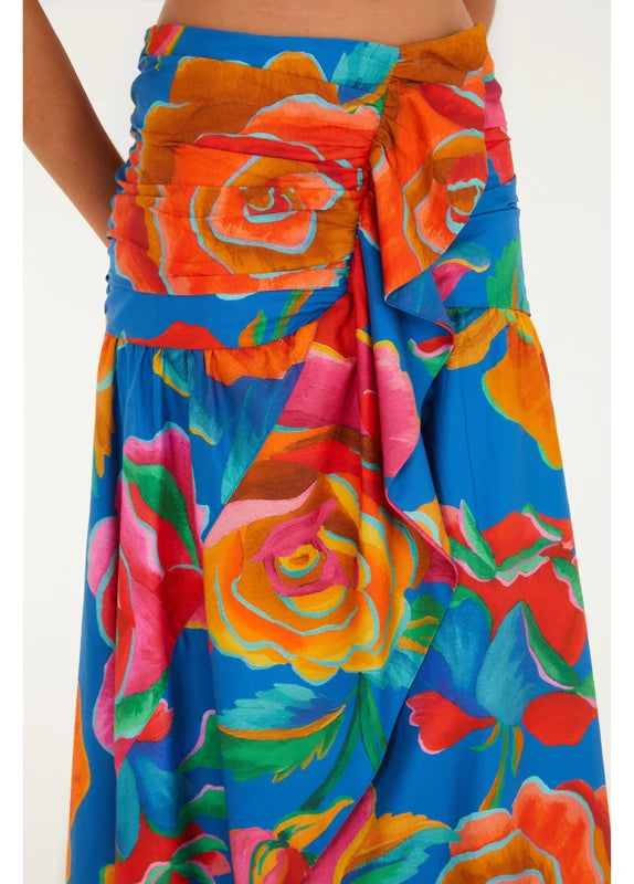 Saia Rosas Estampada Pintadas