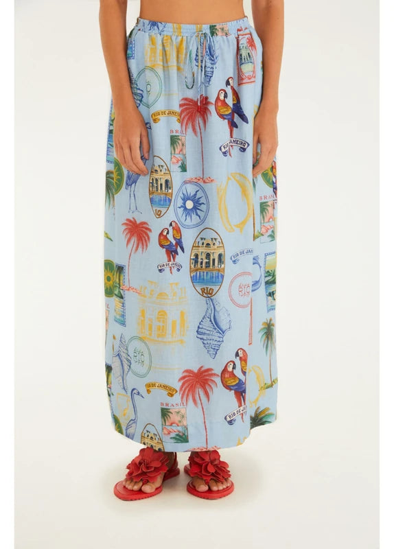 Saia Estampada Tropical Vintage