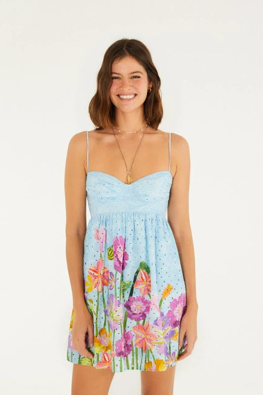 Vestido Curto Estampado Jardim Primavera