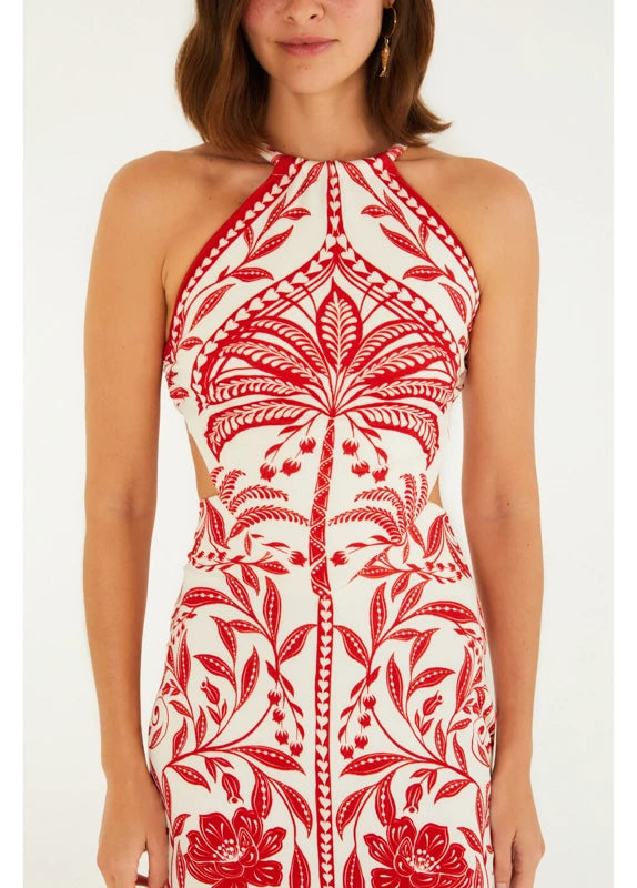 Vestido Midi Estampado Coqueiro De Flor