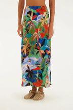 Saia Midi Plissada Estampada Bem Querer