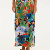 Saia Midi Plissada Estampada Bem Querer