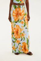 Saia Estampada Floral Anis