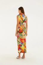 Saia Midi Fenda Estampada Festa Do Mar