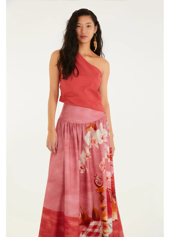 Saia Estampada Afrodite Rosa Jambo