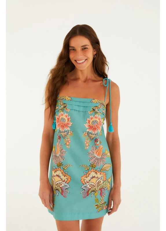 Vestido Curto Estampado Cascata Floral