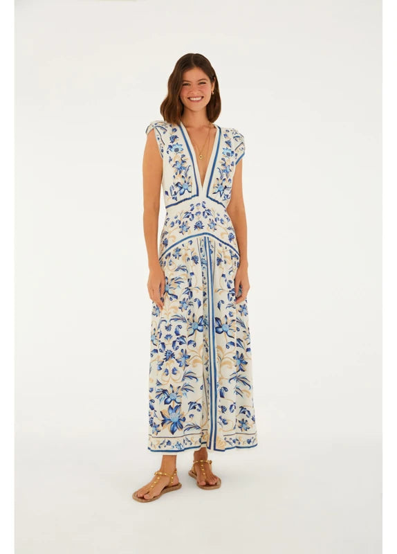 Vestido Cropped Estampado Azulejaria