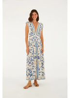 Vestido Cropped Estampado Azulejaria