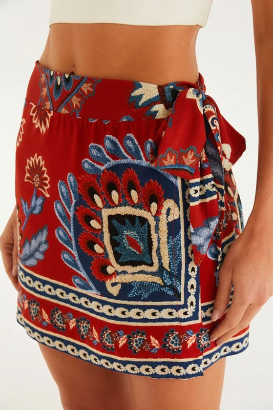 Saia Transpassada Estampada Lenço Náutico